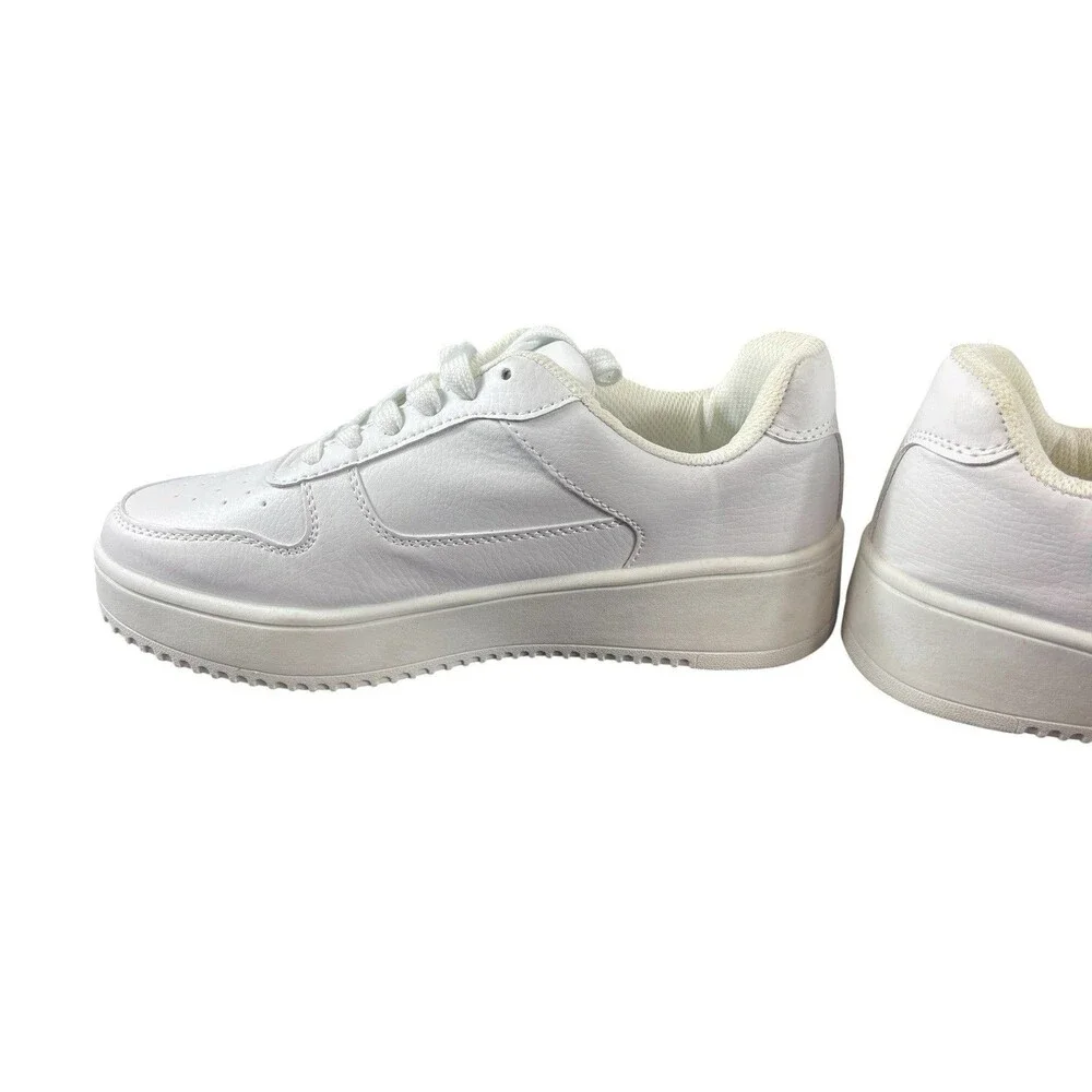 No Boundaries White Platform Sneakers Womens 7.5W Wide Lace Up